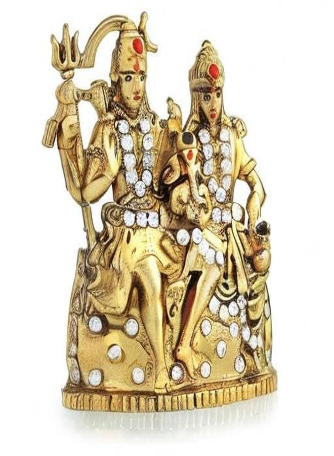 GCT Lord Shiv Parivar Idol Shiva Parvati Ganesha Family Statue Shankar Murti (B-108) Gold Metal Statue for Home Décor Car Dashboard Mandir Pooja Murti Temple Puja Office Table Showpiece - Image 4